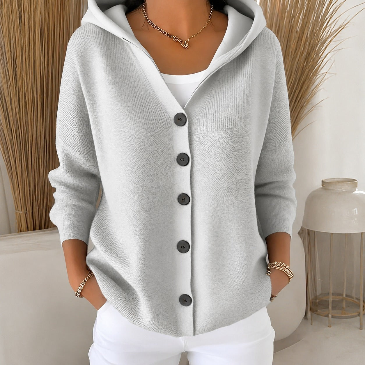 Ryanne - Cozy long-sleeve jacket with hood for women