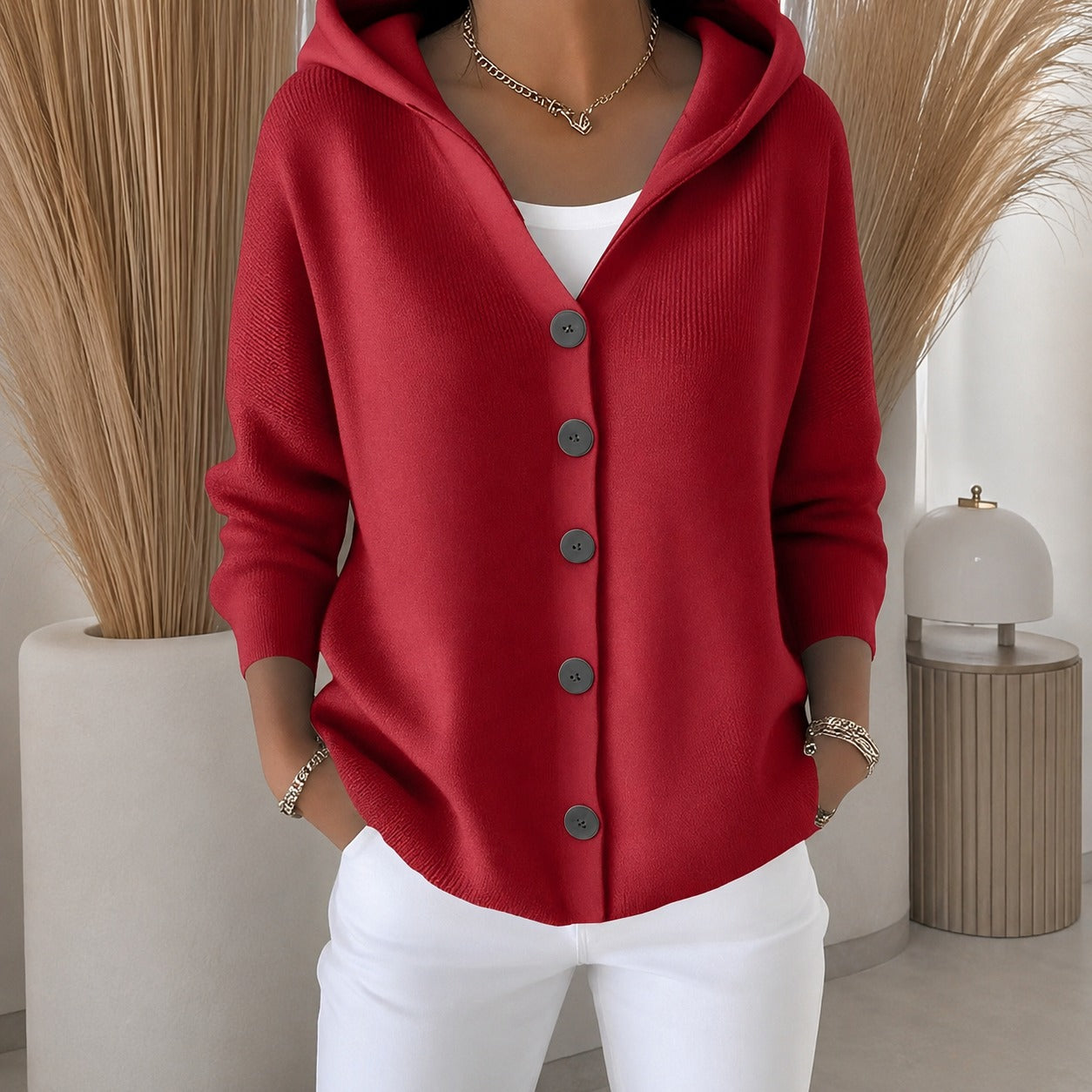 Ryanne - Cozy long-sleeve jacket with hood for women