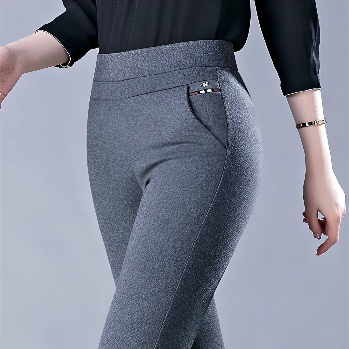 Athena - Elegant High-Waisted Elastic Trousers
