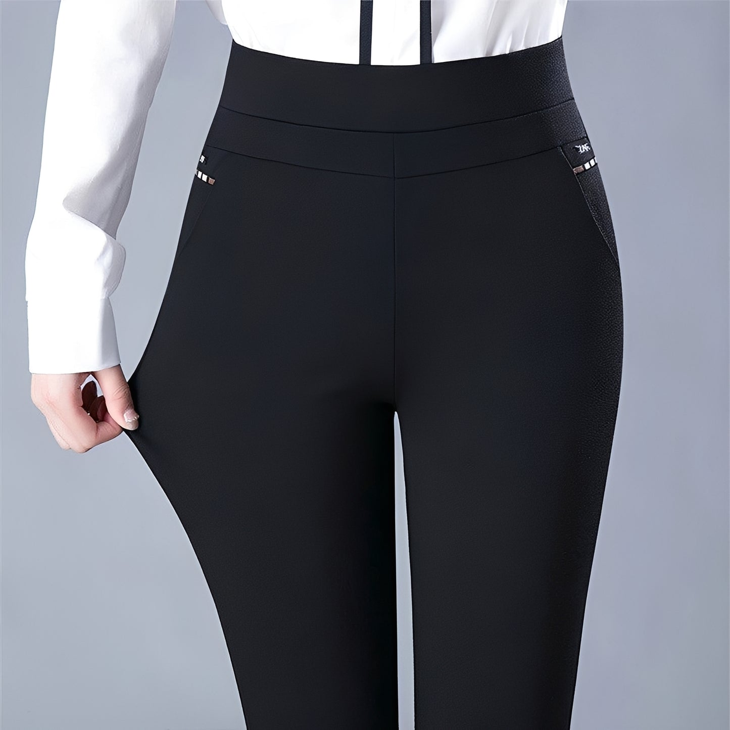 Athena - Elegant High-Waisted Elastic Trousers