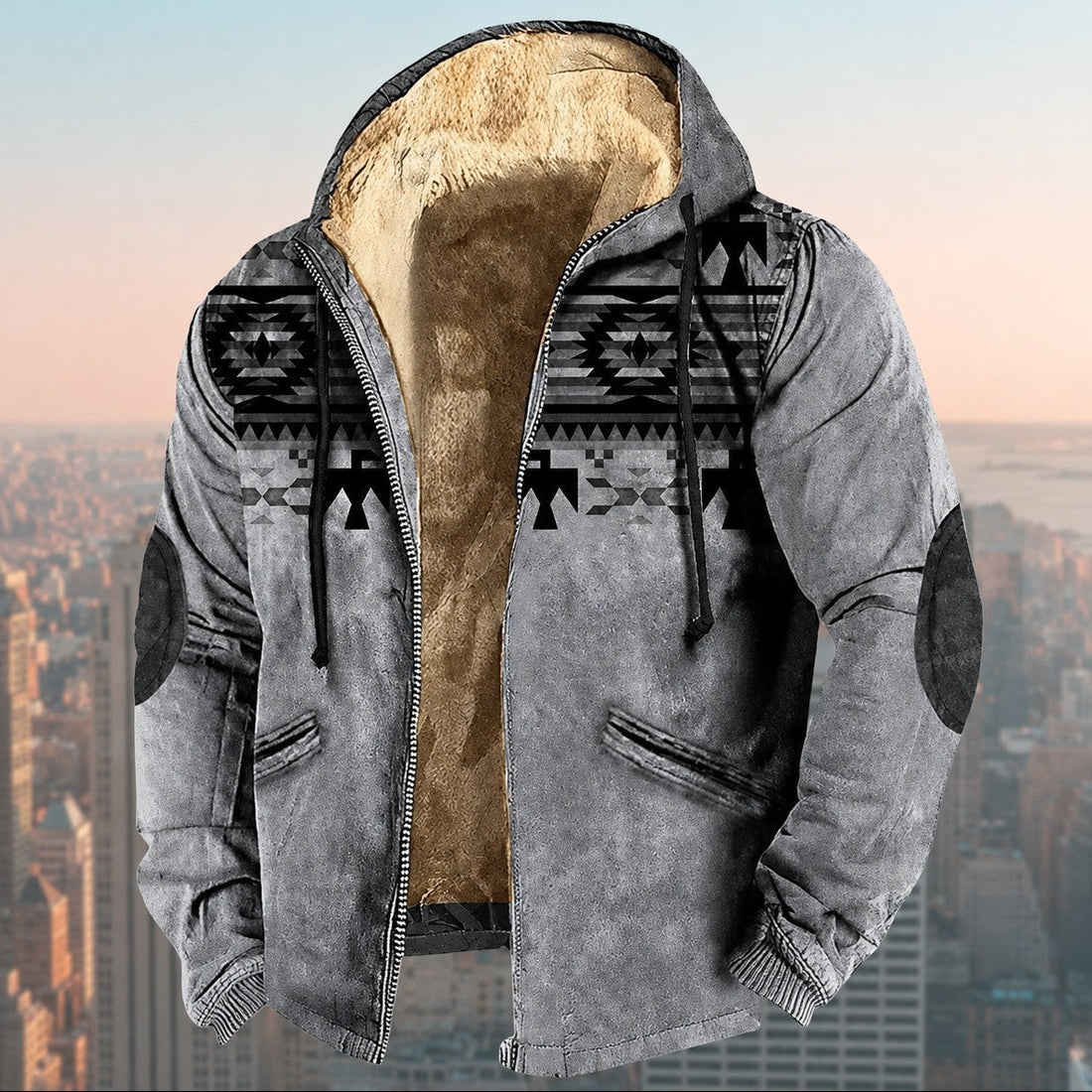 Laszlo - Men's hooded jacket with tribal design