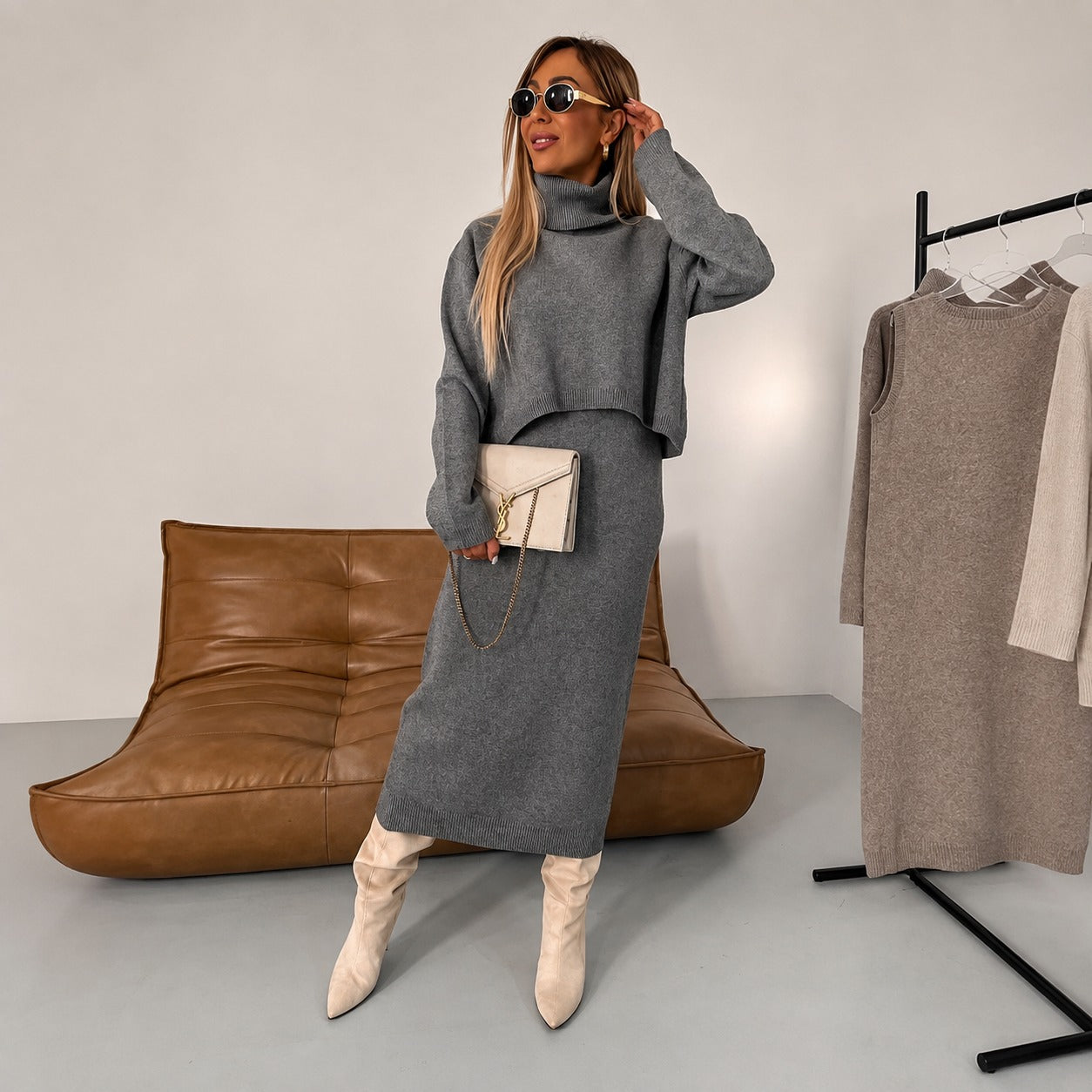 Odette - Casual set with dress and turtleneck sweater