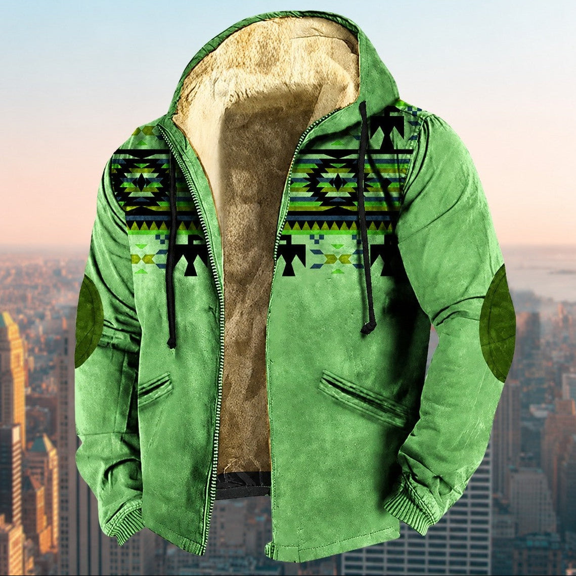 Laszlo - Hooded jacket with tribal pattern for men