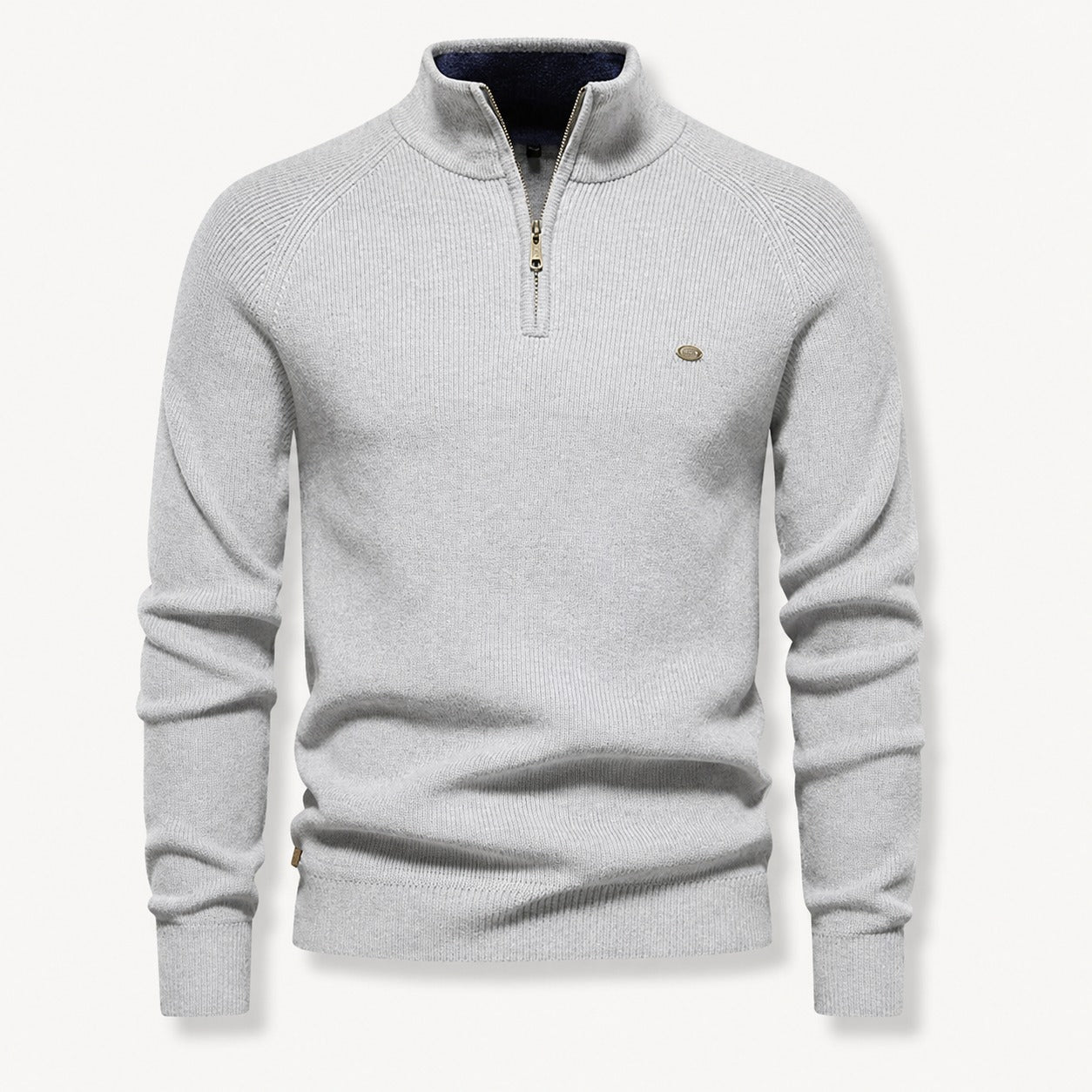 Lucas - Stylish Quarter Zip Ribbed Sweater