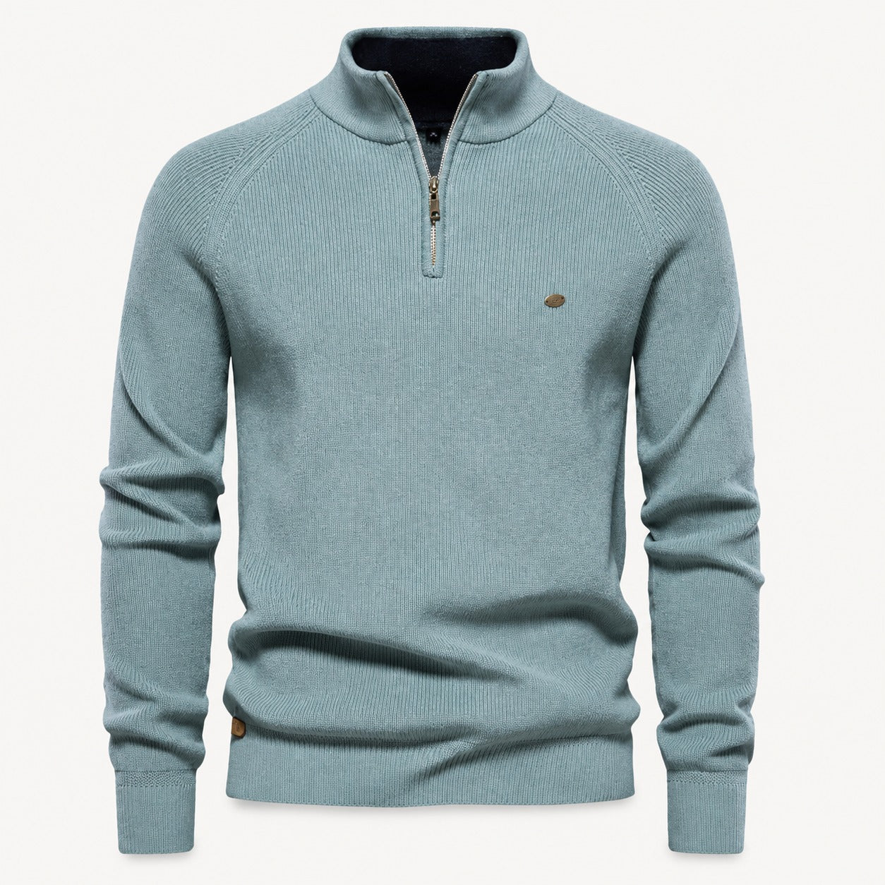 Lucas - Stylish Quarter Zip Ribbed Sweater