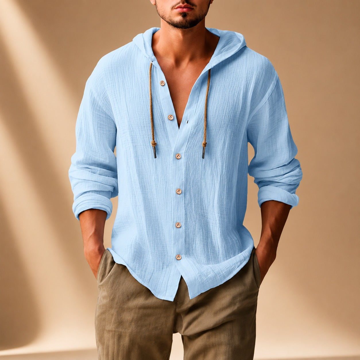 Kayne - Cozy Hooded Long Sleeve Shirt
