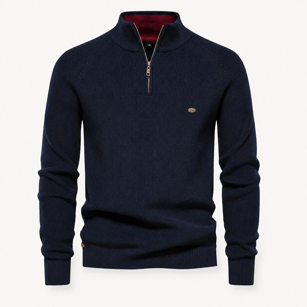 Lucas - Stylish Quarter Zip Ribbed Sweater
