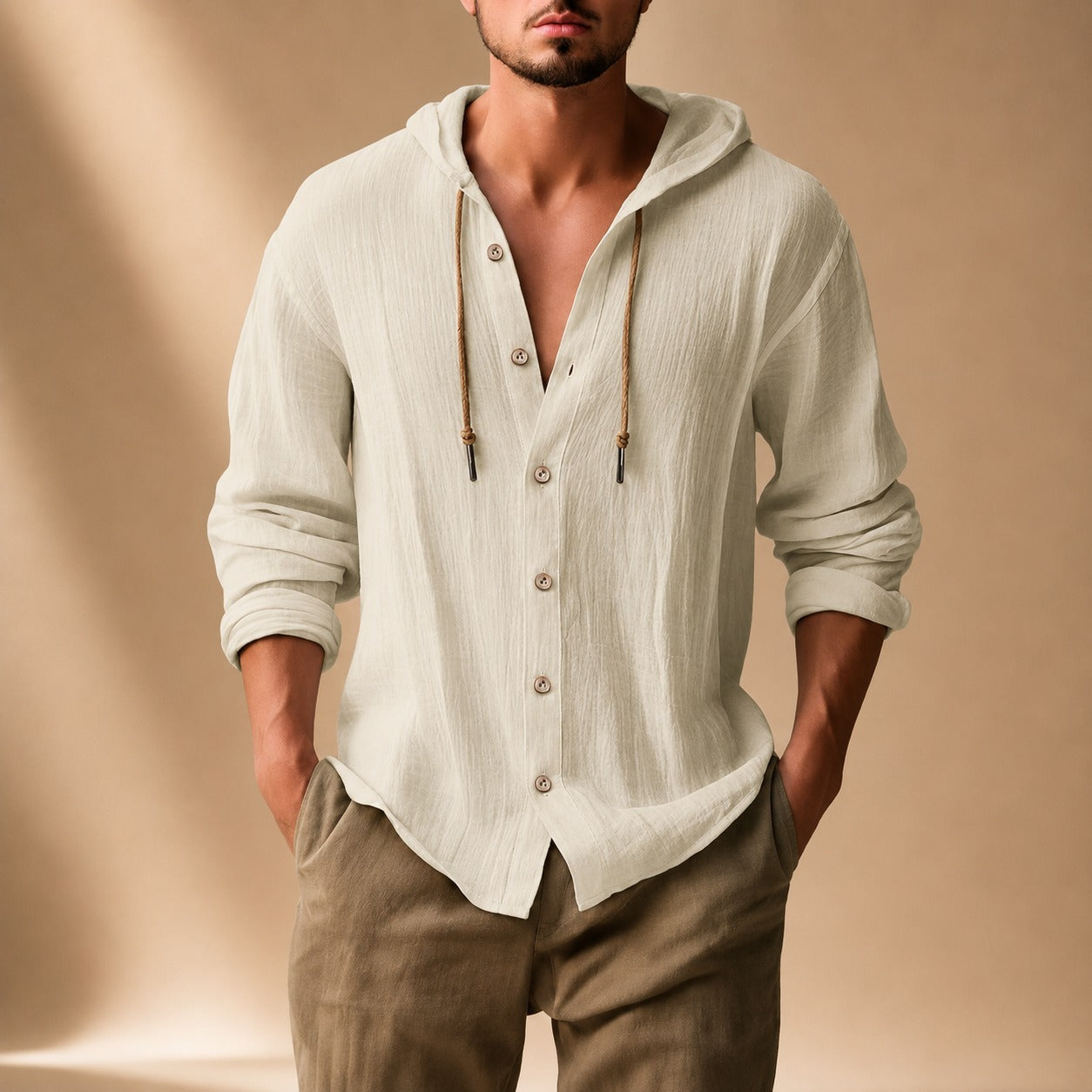 Kayne - Cozy Hooded Long Sleeve Shirt