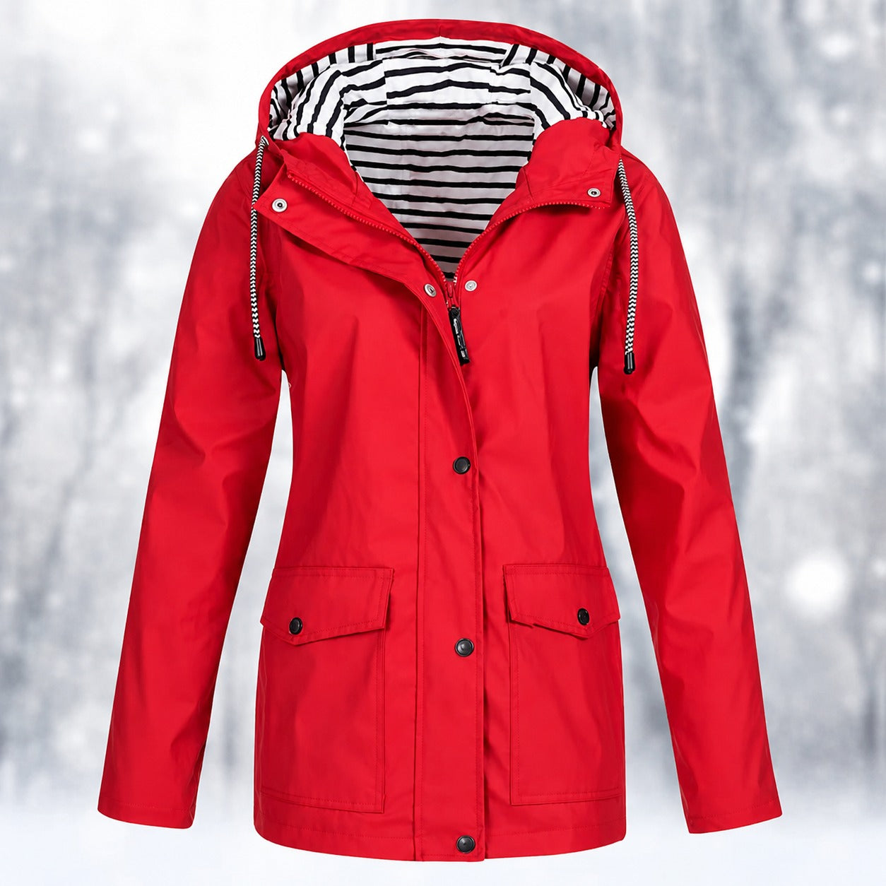 Jasmine - Stylish Hooded Button-Front Coat