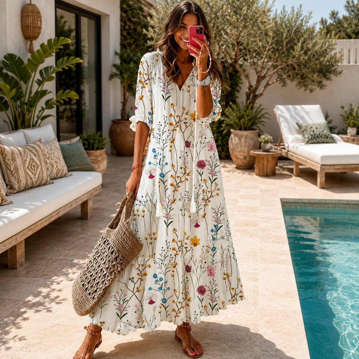 Lindsay - Flowing Ruffle Bohemian Dress