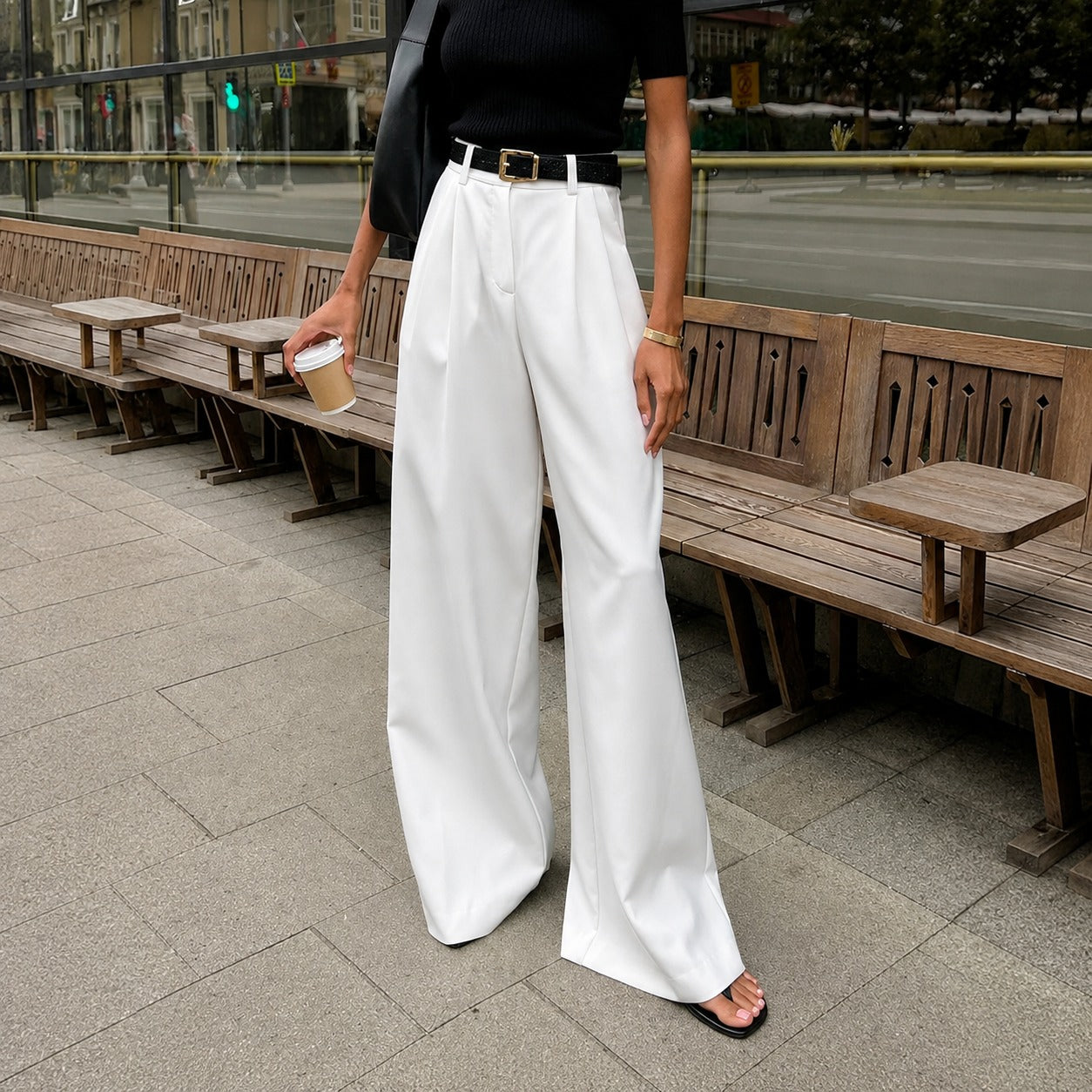 Marlene - Wide-leg pants without belt
