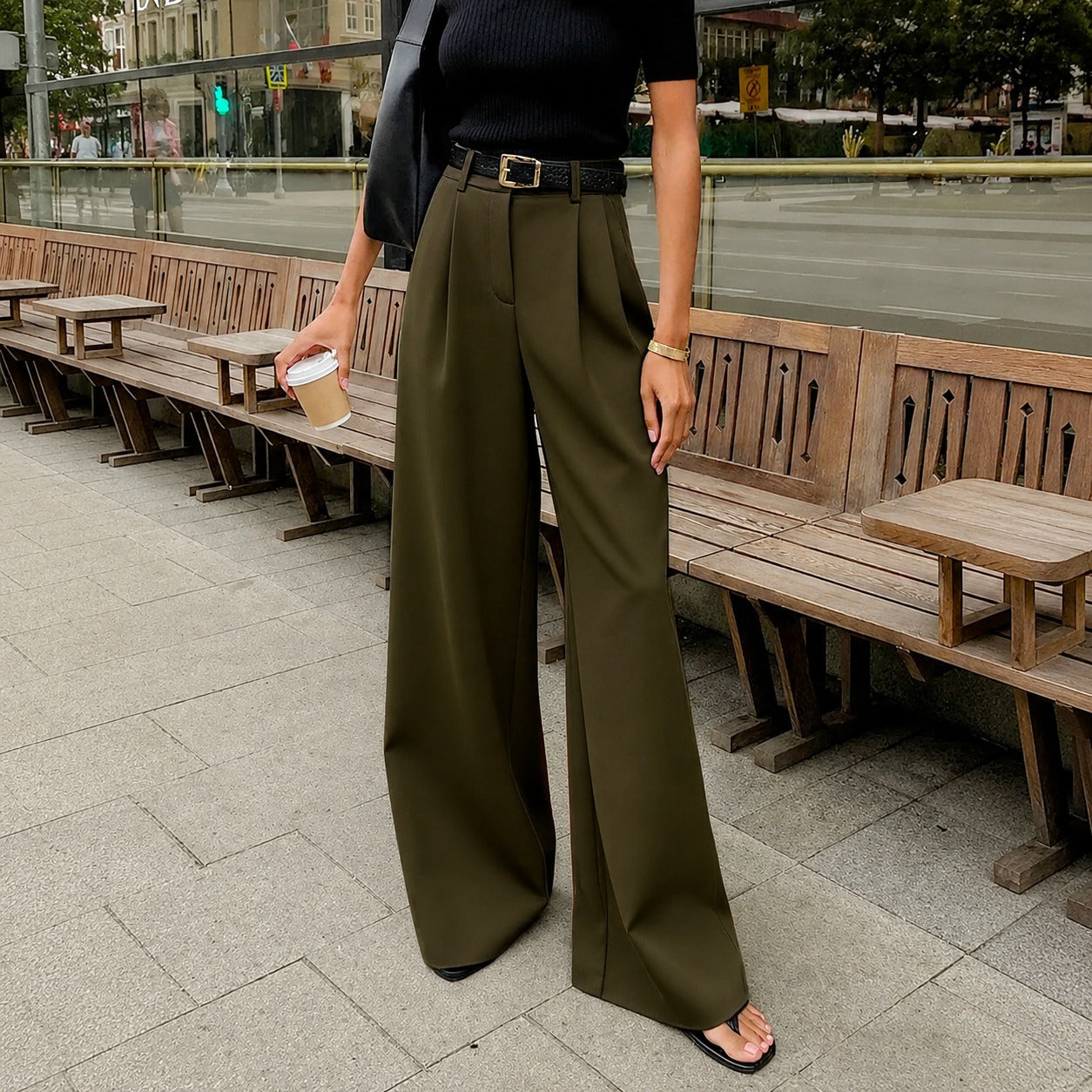 Marlene - Wide-leg pants without belt