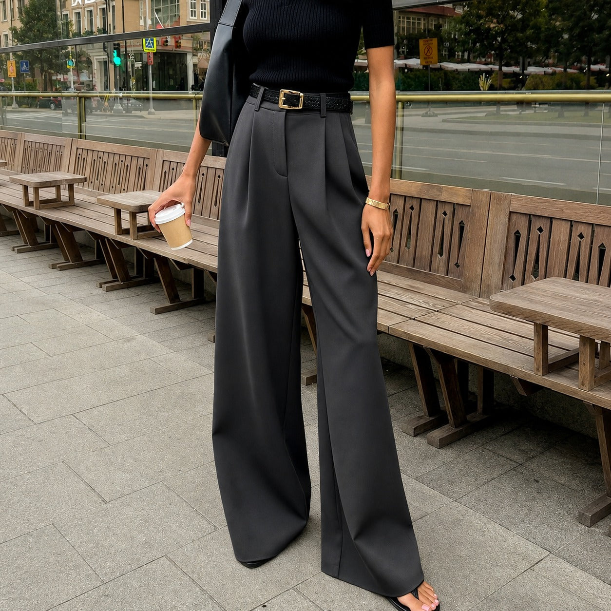 Marlene - Wide-leg pants without belt