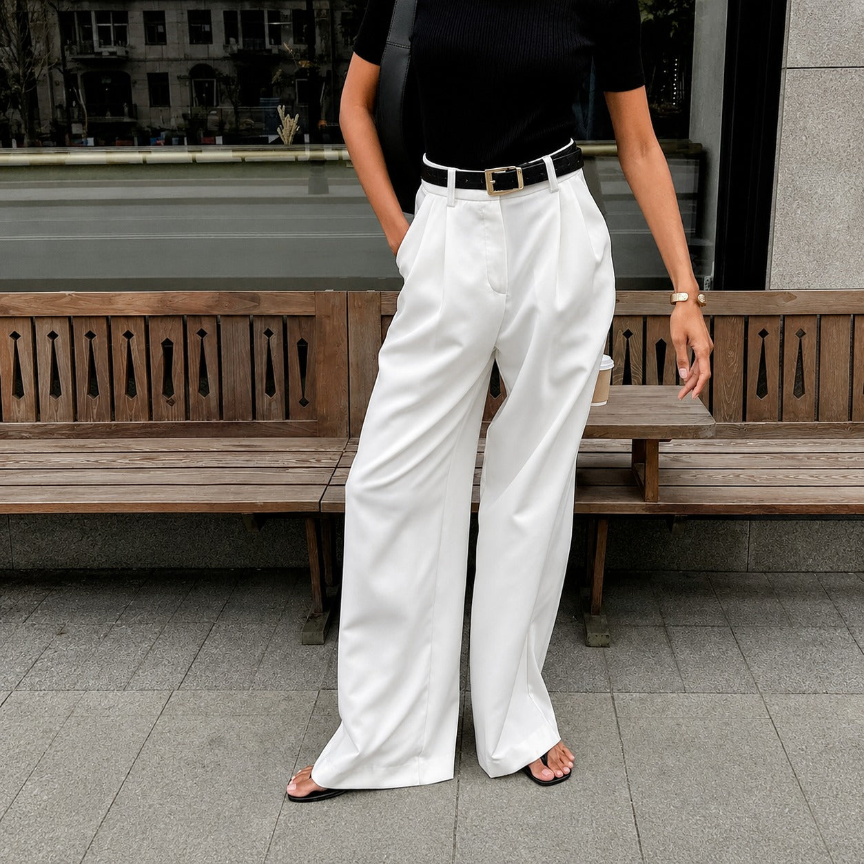 Marlene - Wide-leg pants without belt
