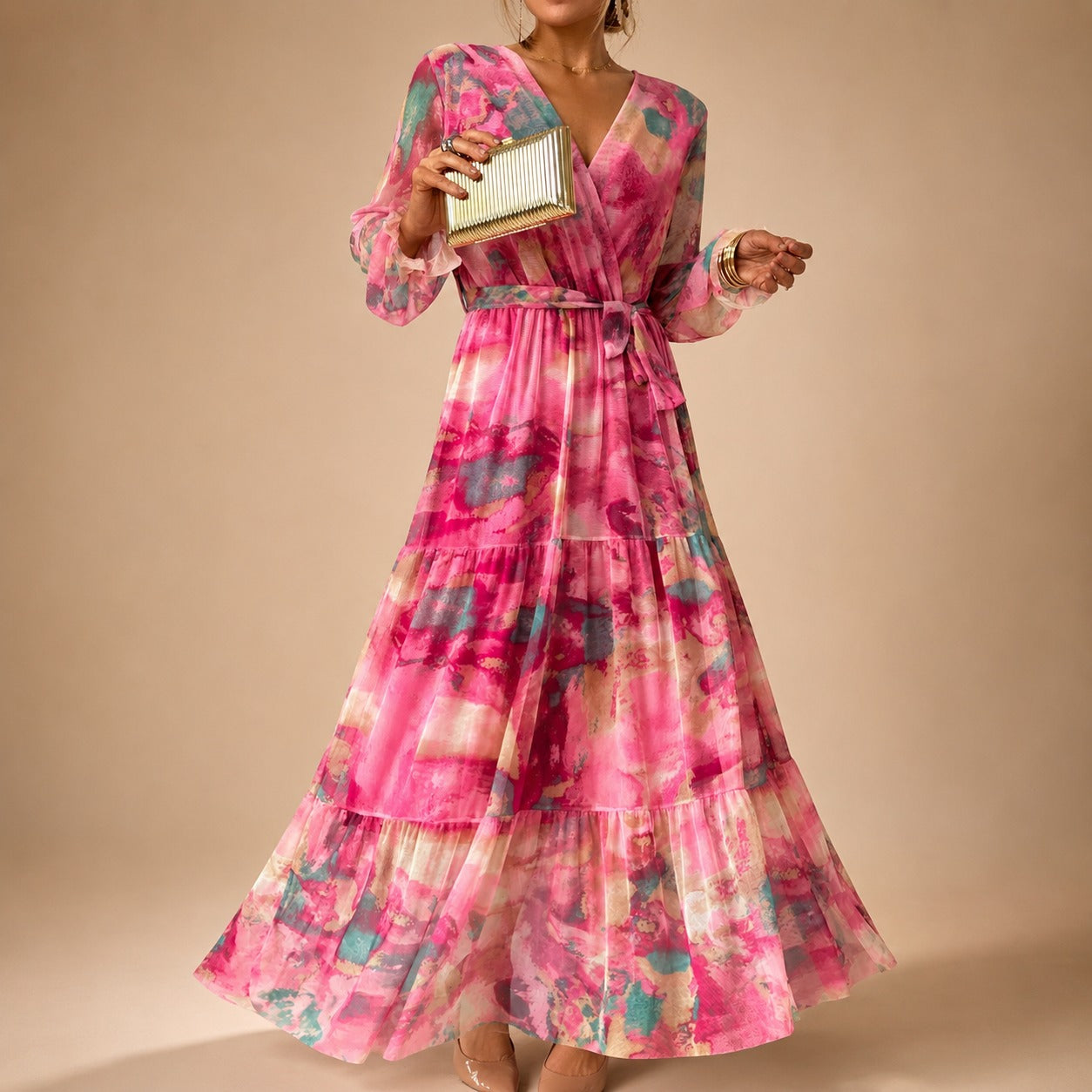 Carroll - Floral Long Sleeved Dress