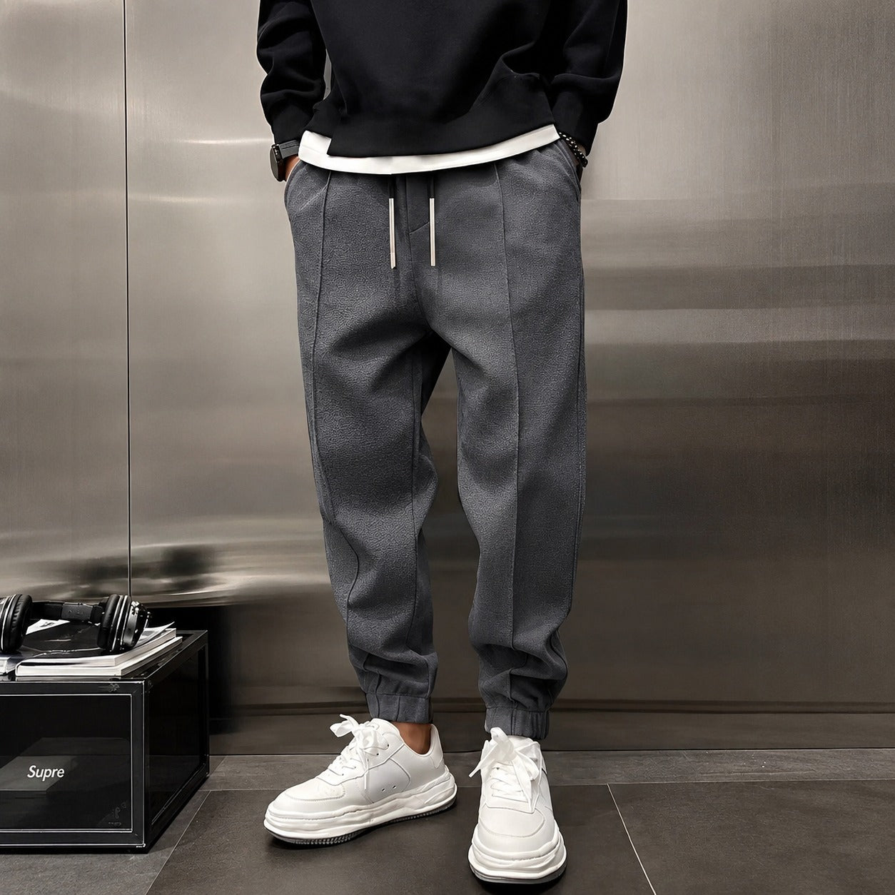 Philip - Drawstring Wide Fit Trousers