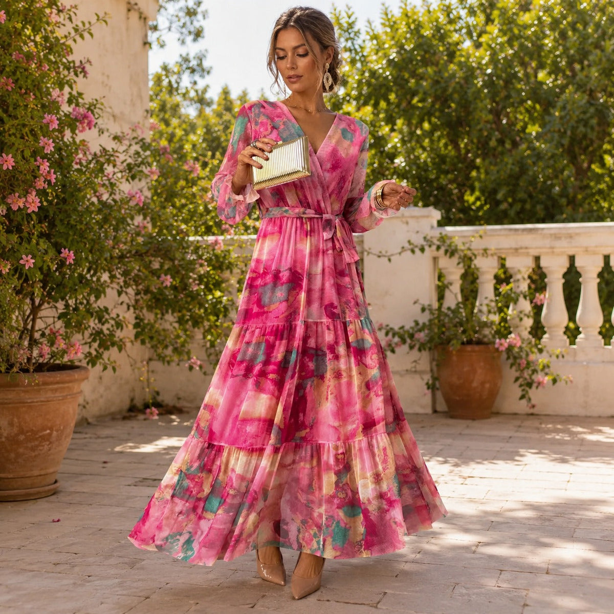Carroll - Floral Long Sleeved Dress