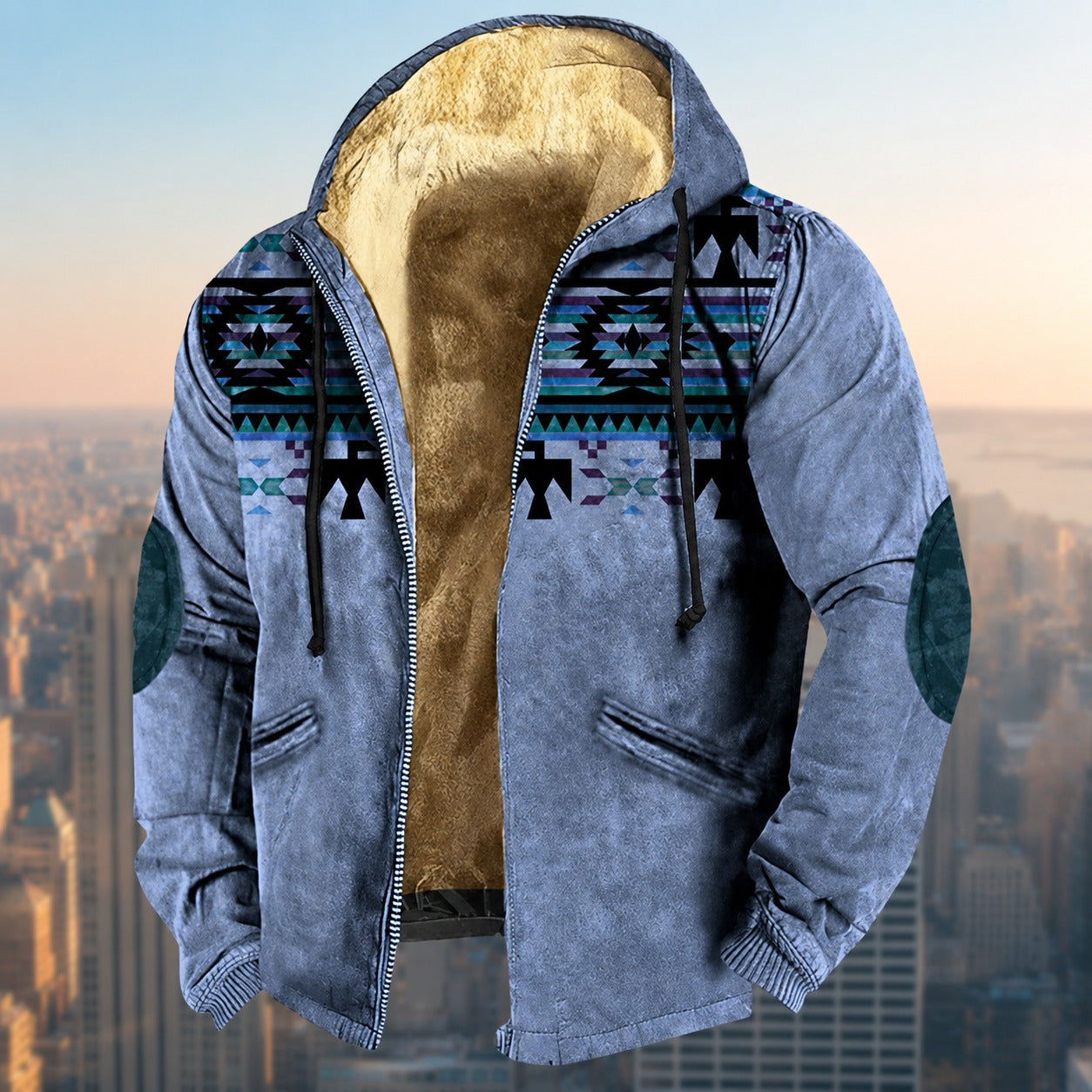 Laszlo - Hooded jacket with tribal pattern for men