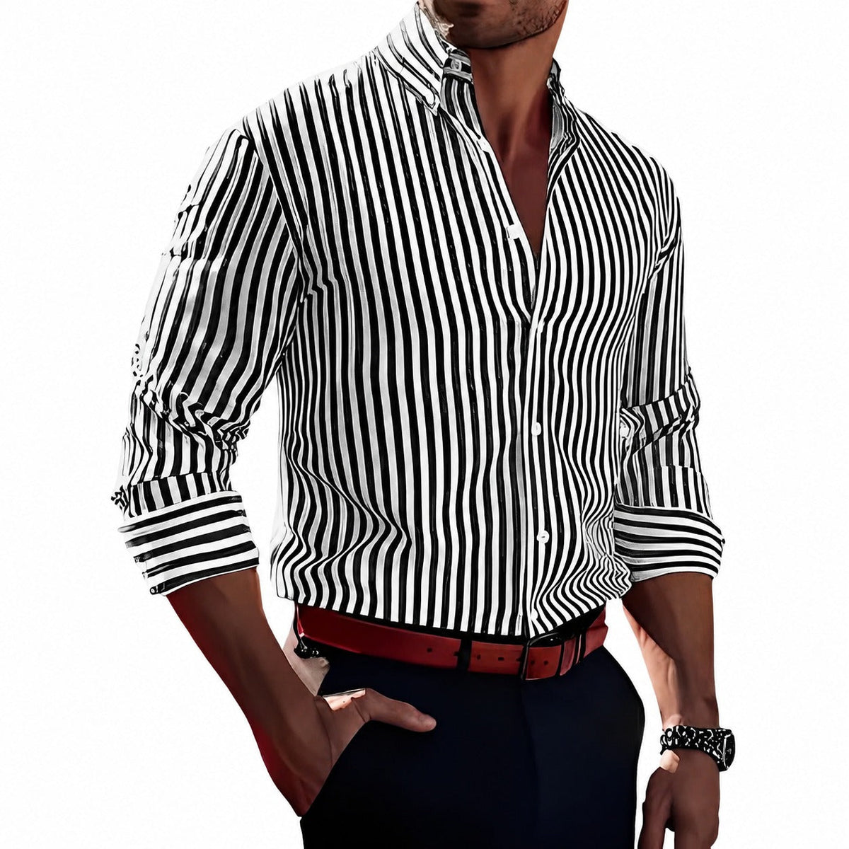 Brycen - Stylish men's striped shirt with long sleeves