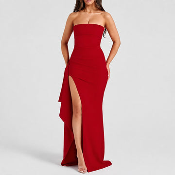 Aubree - Fashionable dress with back cutout and slit for women