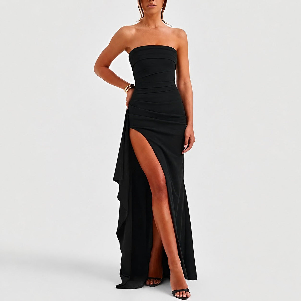 Aubree - Fashionable dress with back cutout and slit for women
