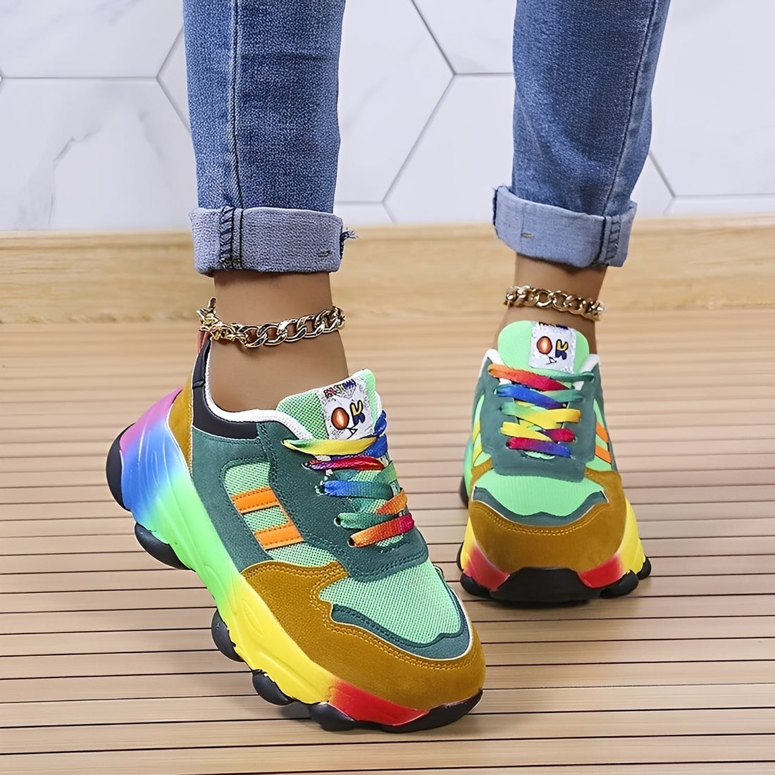 Erika - Comfortable Rainbow shoes