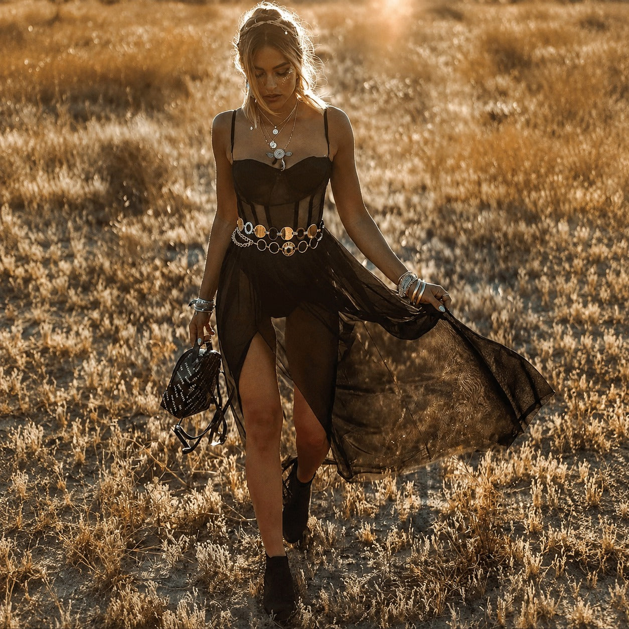 Women's Retro Boho Dress – Flowing Festival Dress for Summer, Holidays, and Special Occasions