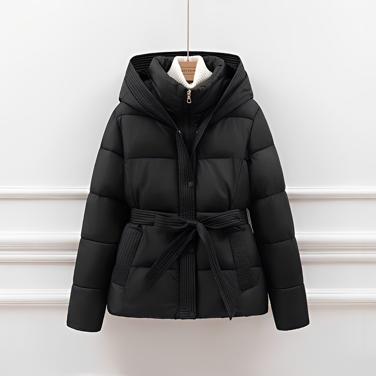 Jackalyn - Comfortable jacket with hood and belt