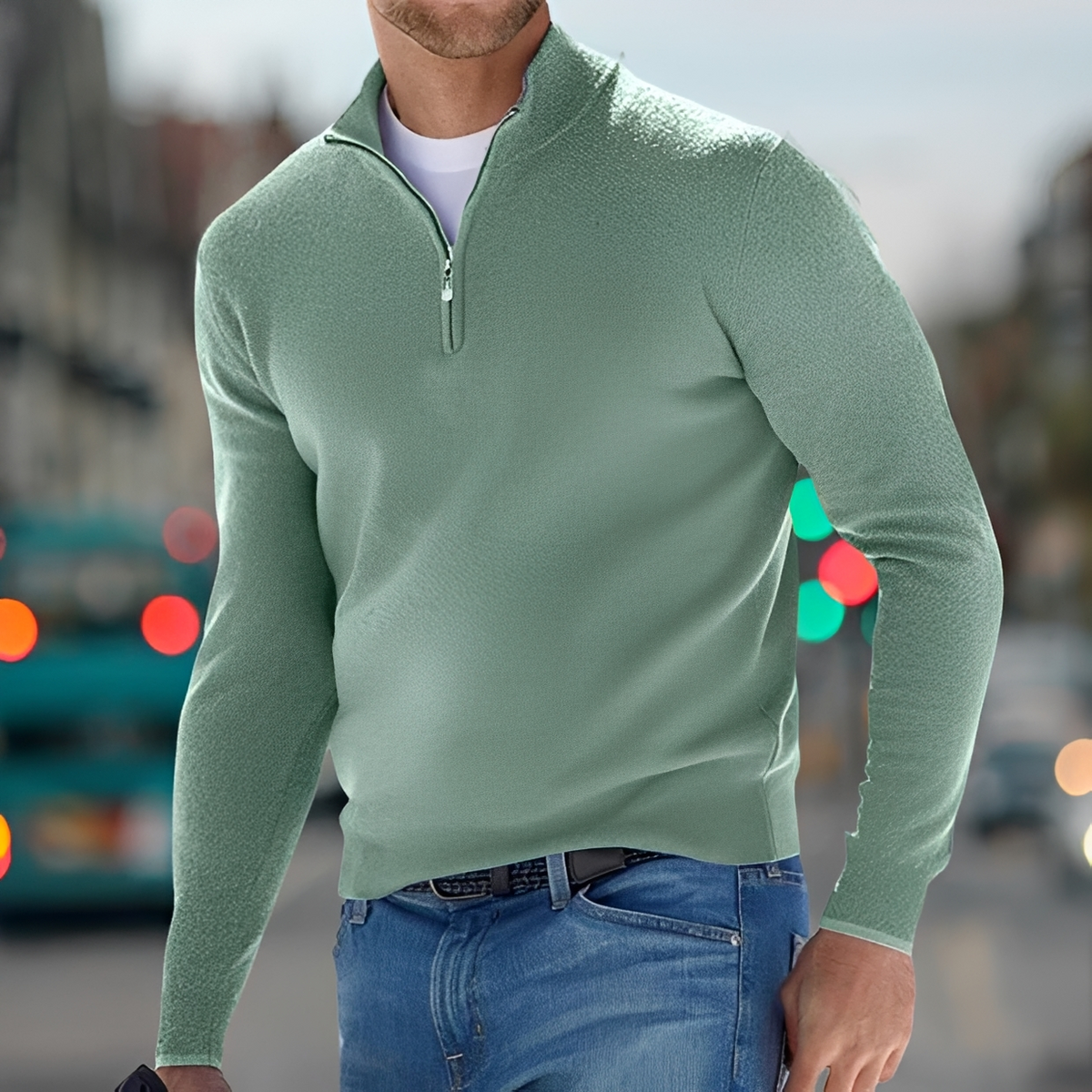 Carlo - Comfortable sweater with half zipper