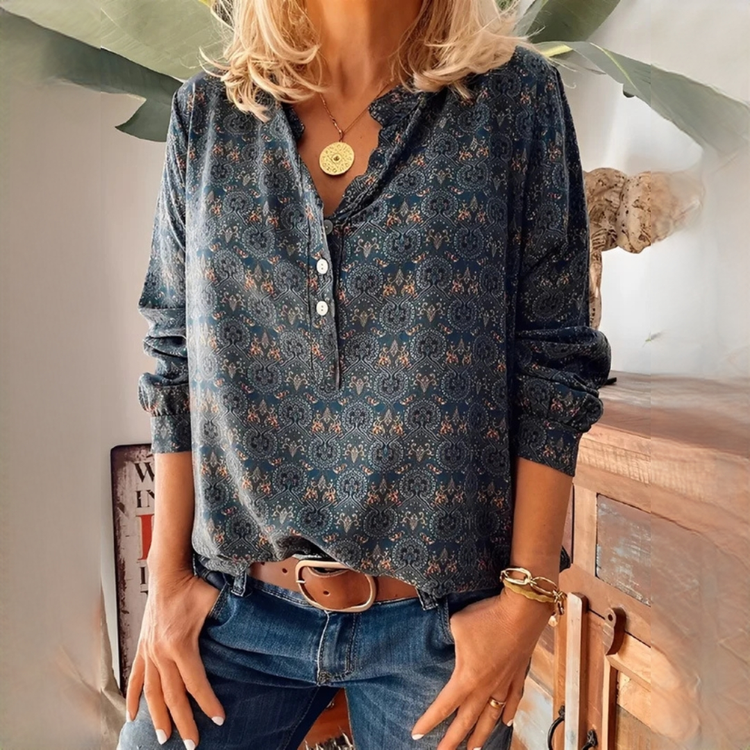 Bethany - Timeless printed long-sleeve blouse