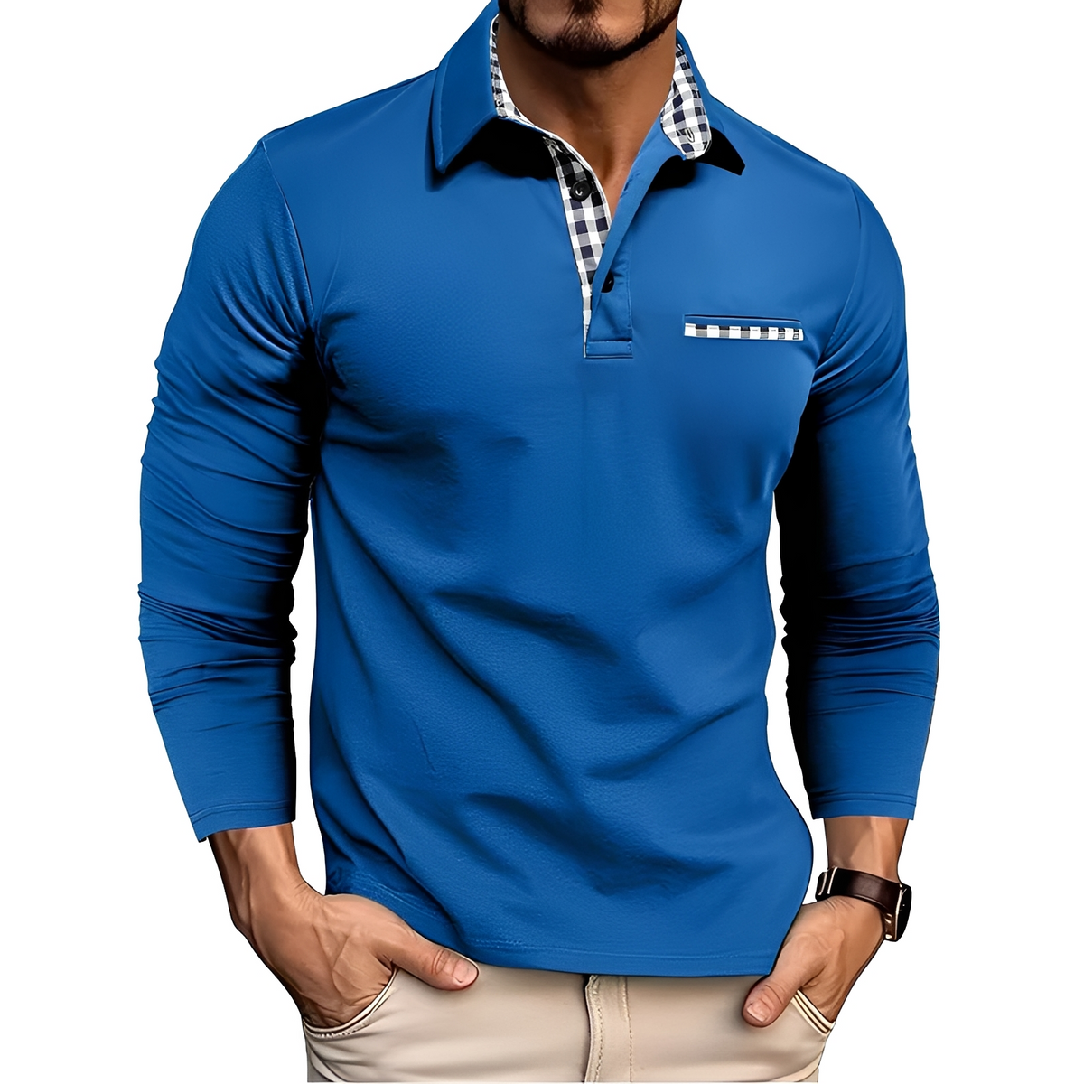 Charel - Sturdy long-sleeve polo shirt