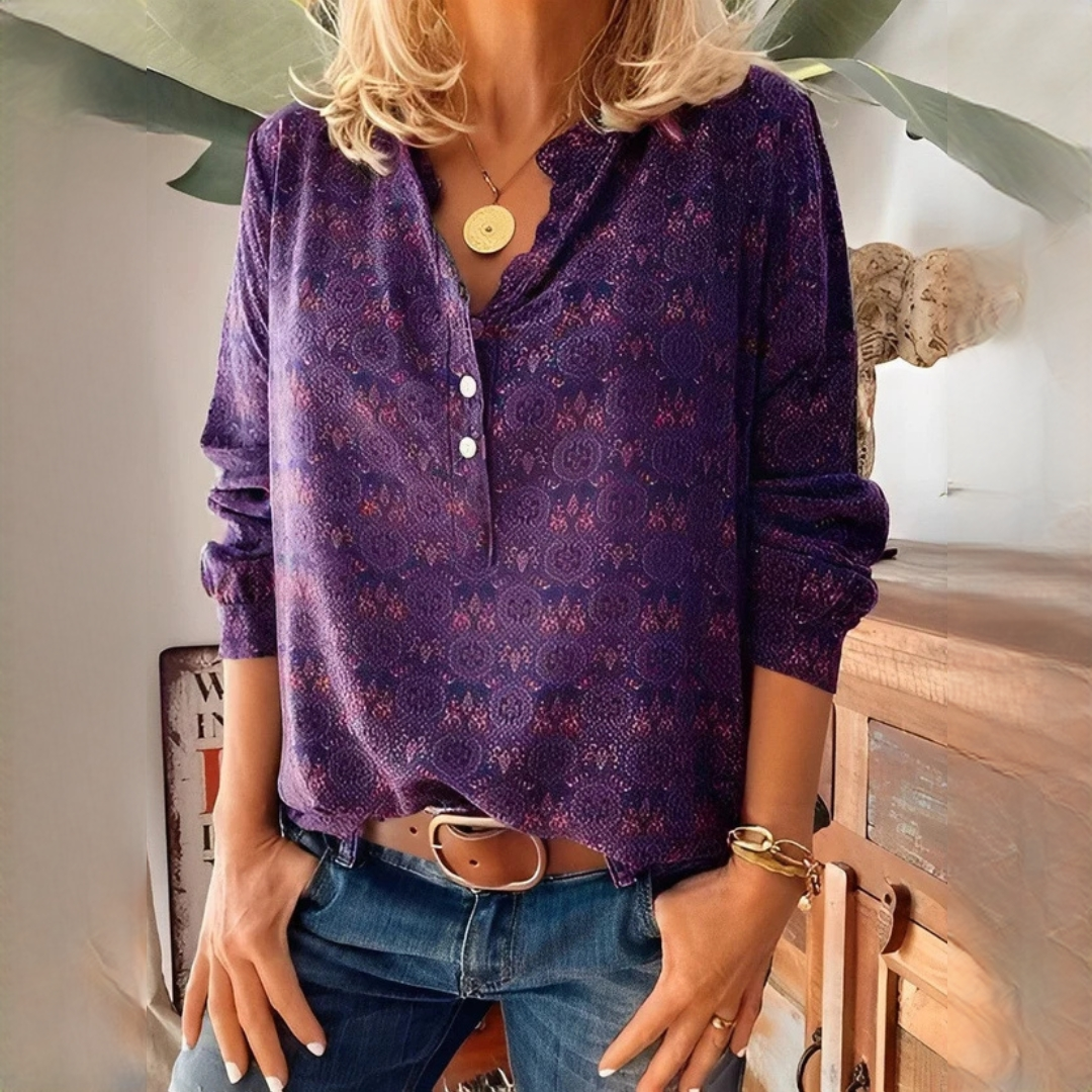 Bethany - Timeless printed long-sleeve blouse