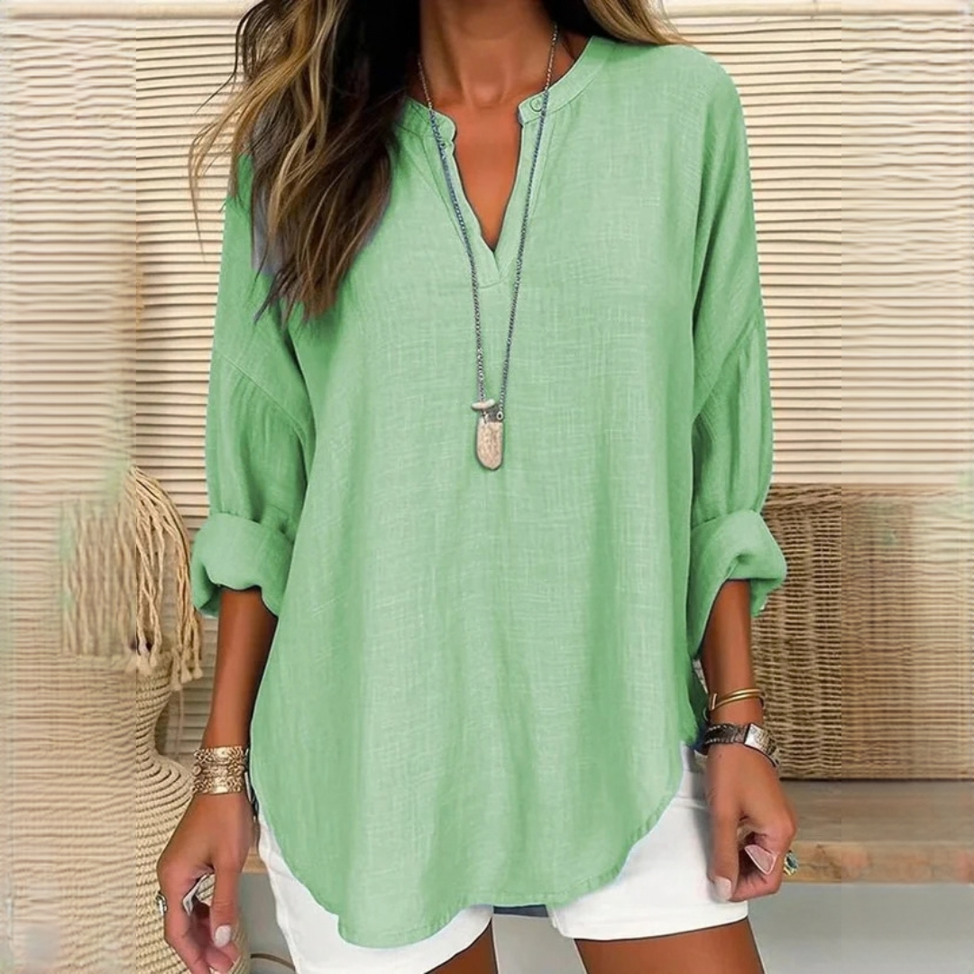 Eliza - Relaxed long-sleeve blouse with V-neck