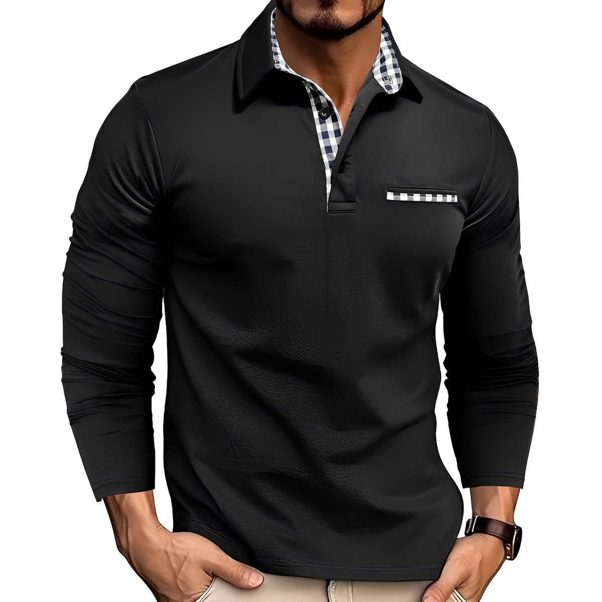 Charel - Sturdy long-sleeve polo shirt