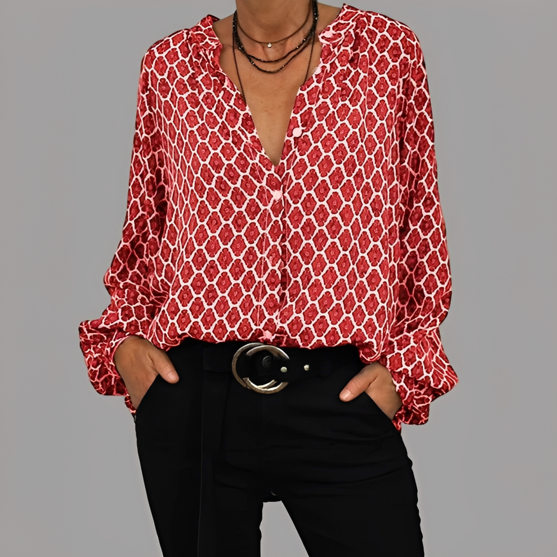 Lena - Stylish blouse with V-neckline