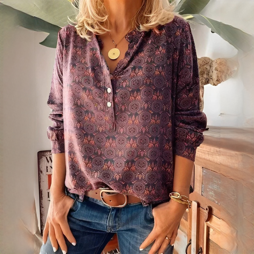 Bethany - Timeless printed long-sleeve blouse