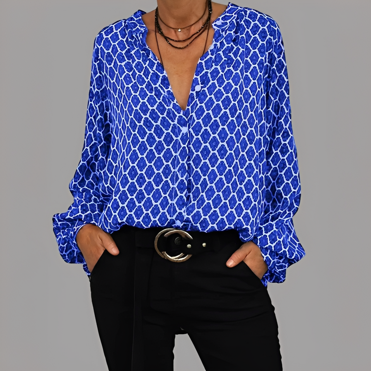 Lena - Stylish blouse with V-neckline