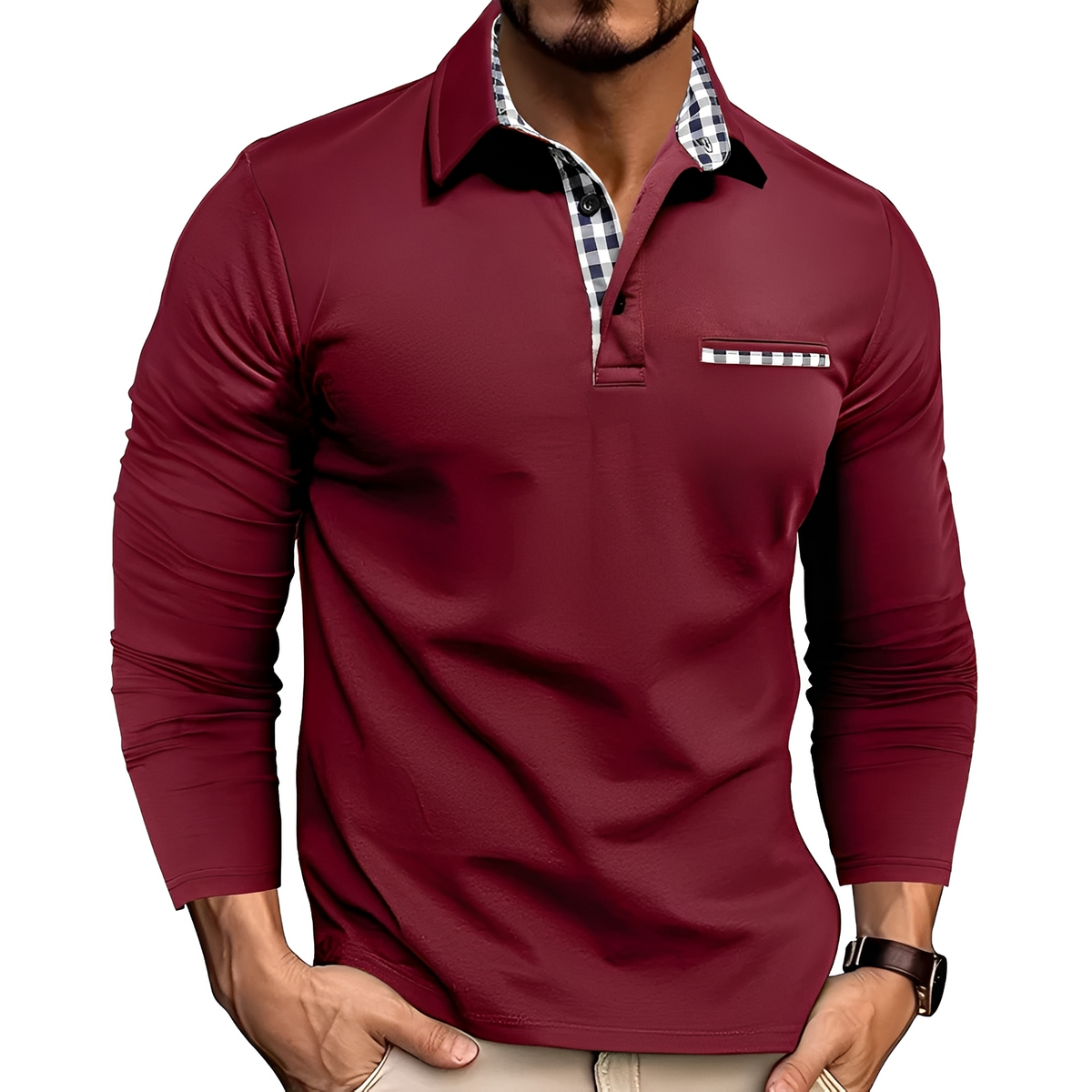 Charel - Sturdy long-sleeve polo shirt