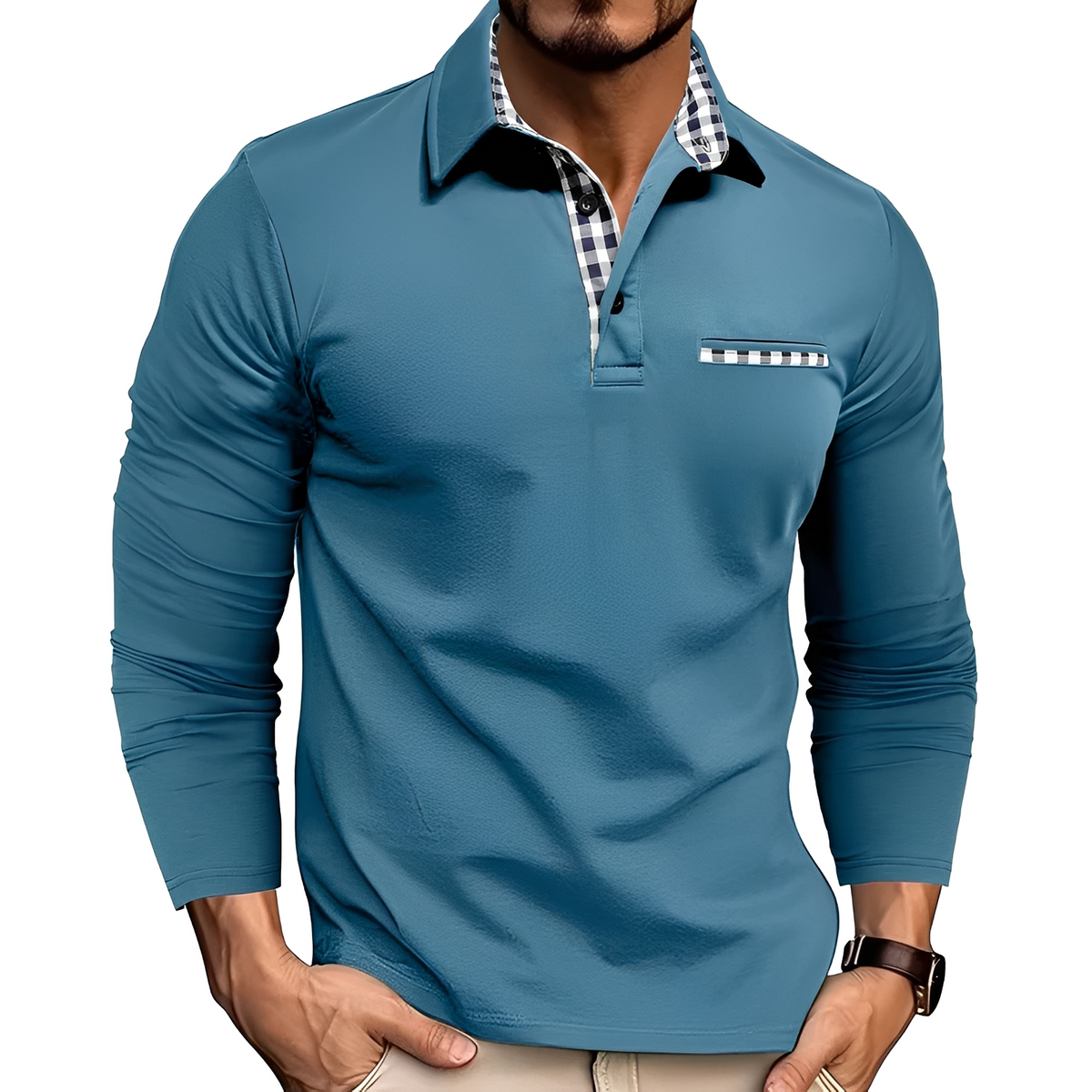 Charel - Sturdy long-sleeve polo shirt