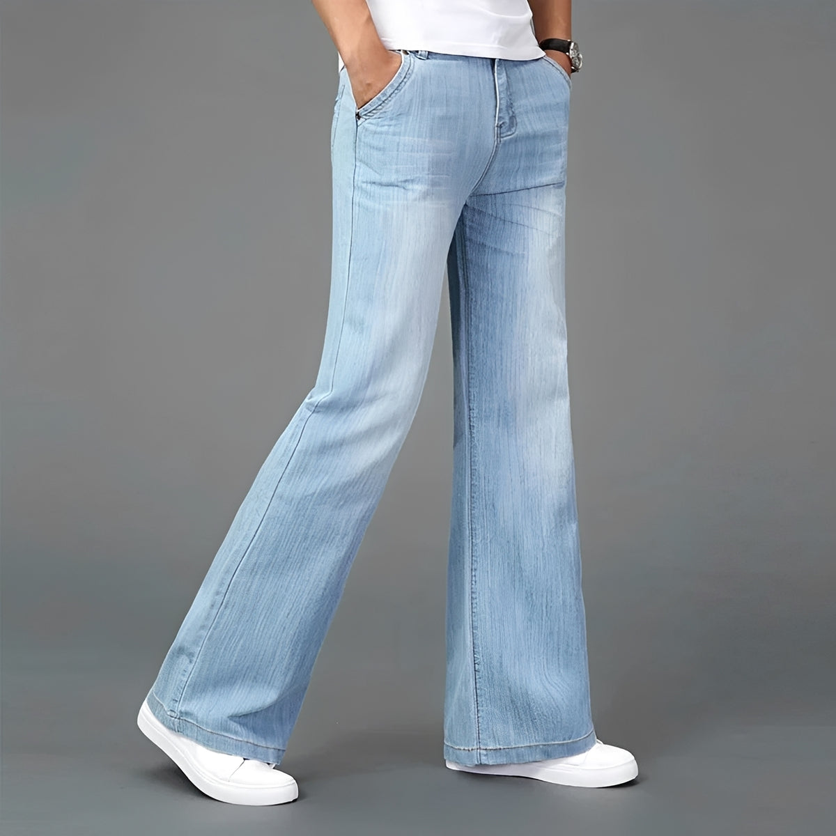 Bootcut Jeans for Men with Flared Leg and Multiple Pockets - Relaxed Fit