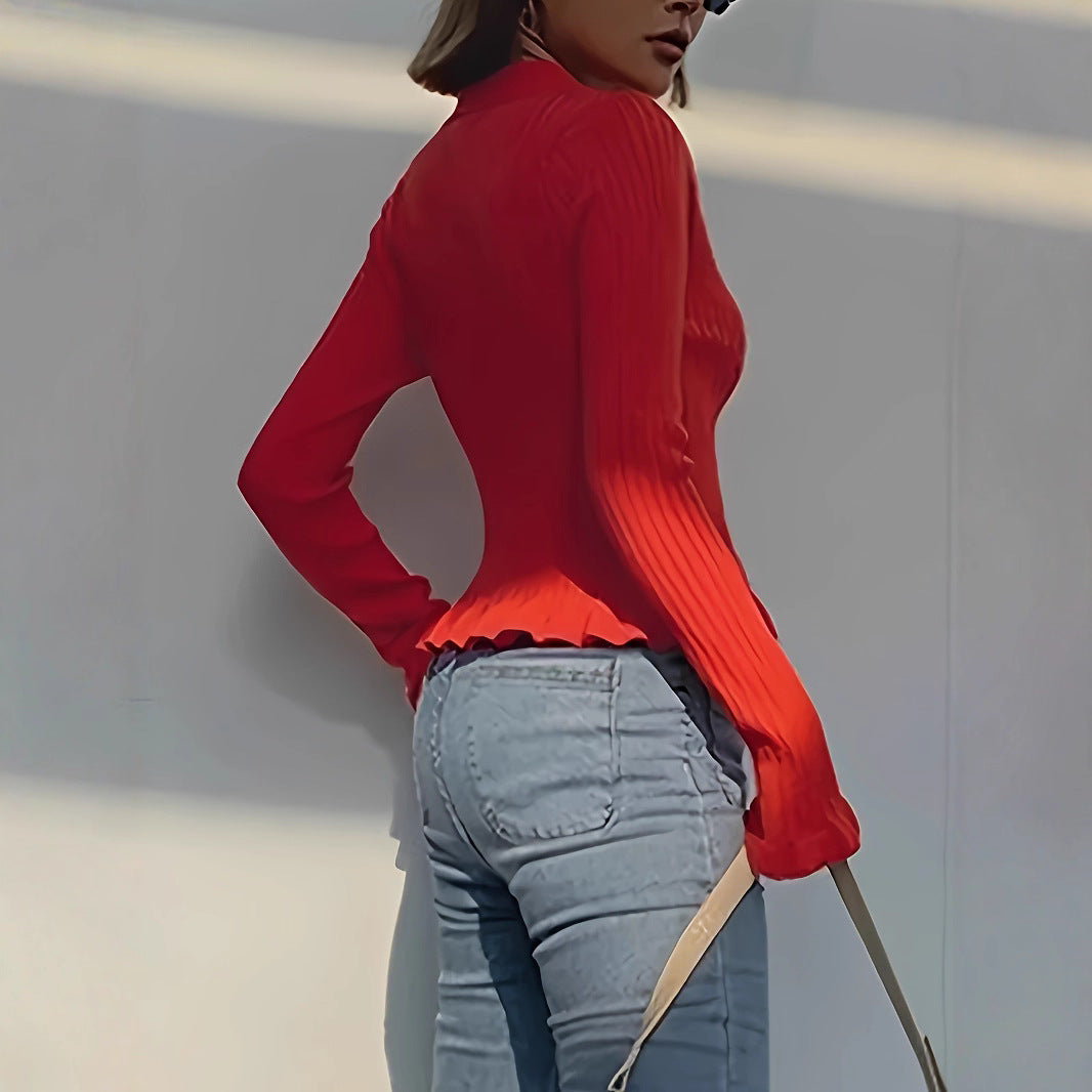 Cardigan Women Button Front Long Sleeve Ribbed Design - Slim Fit