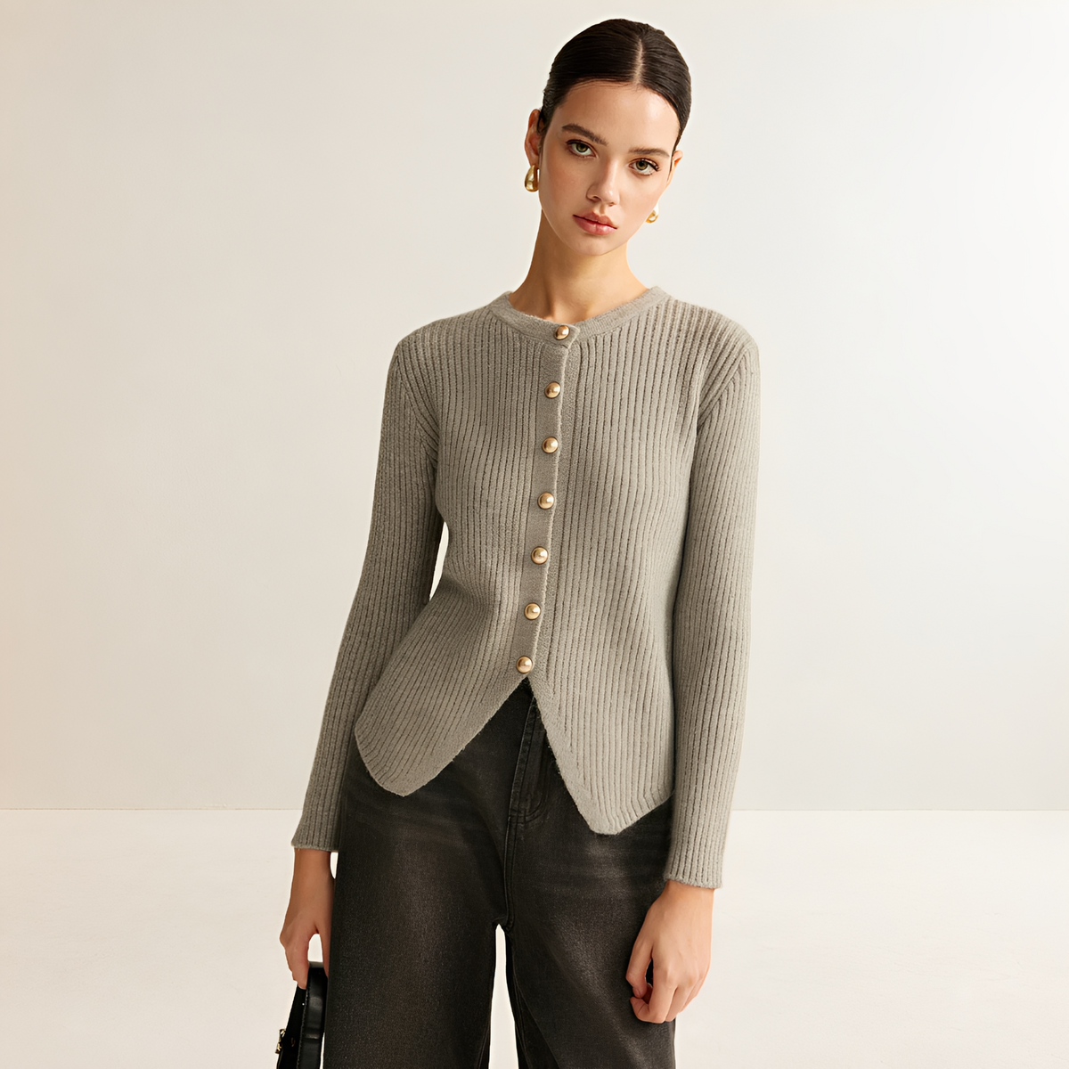 Cardigan Women Ribbed Button Front Long Sleeve - Regular Fit