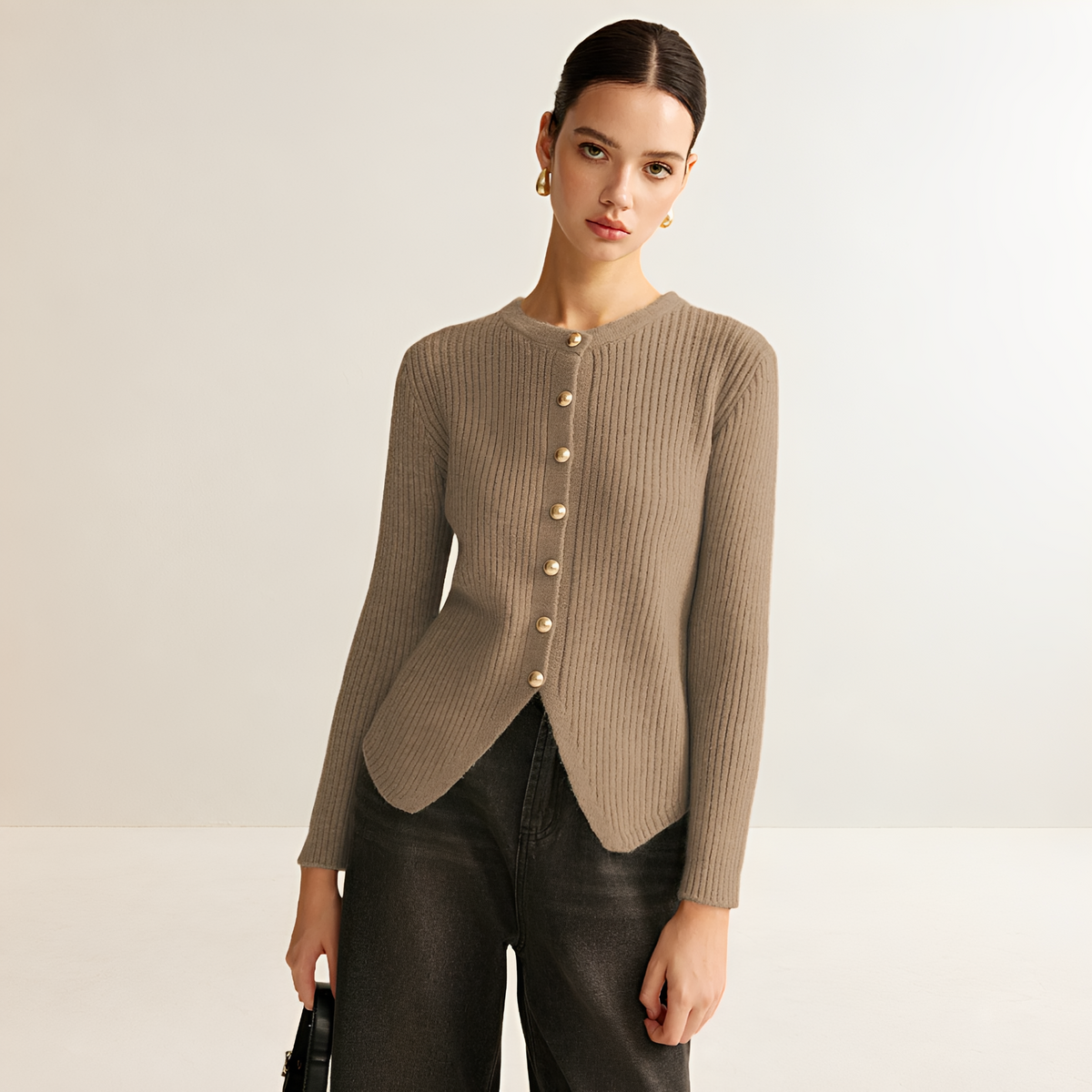 Cardigan Women Ribbed Button Front Long Sleeve - Regular Fit