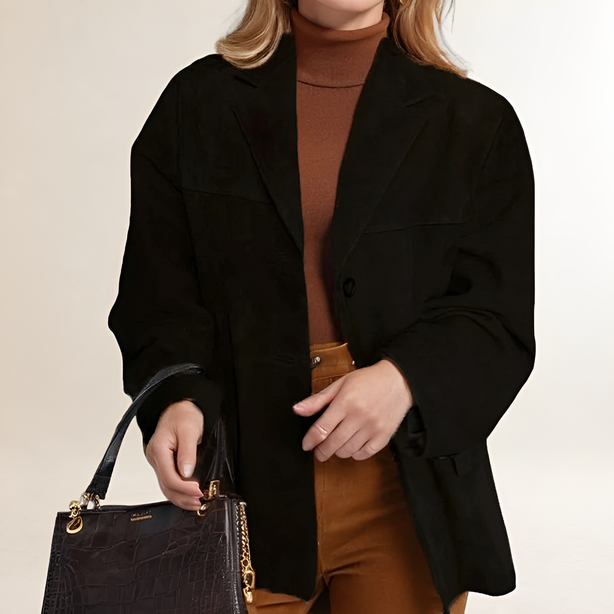 Fashion Jacket Blazer Women Button Closure Oversized Fit - Versatile Design
