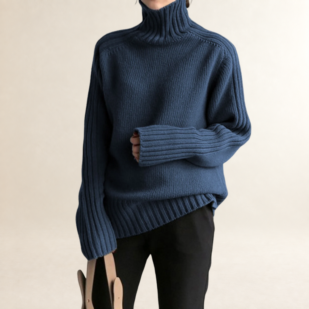 High Neck Sweater for Women Long Sleeve Regular Fit Ribbed Design