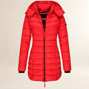 Hooded Puffer Jacket for Women - Lightweight, Zip Closure, Quilted Design