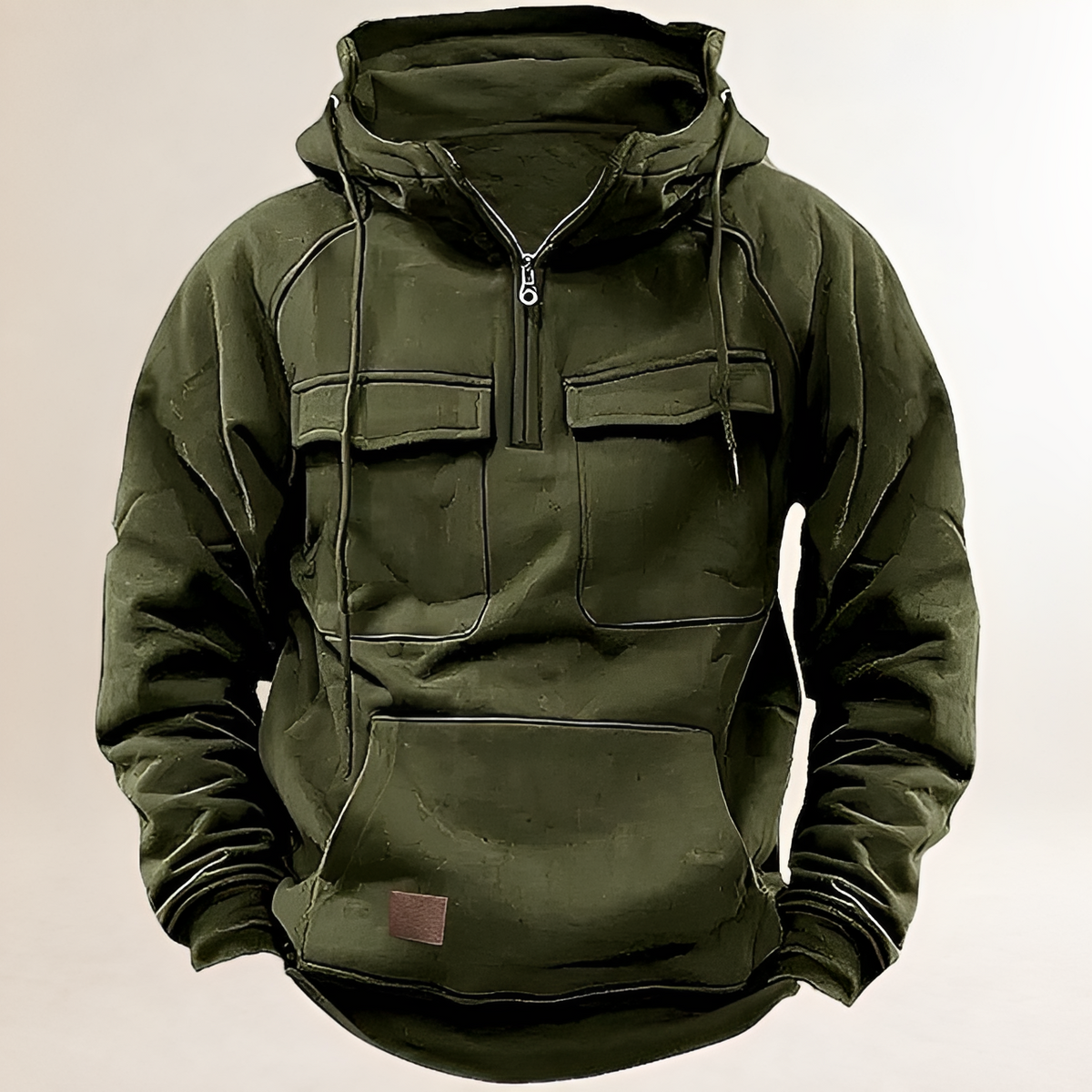 Hoodie for Men - Zip Closure, Front Pockets, Regular Fit