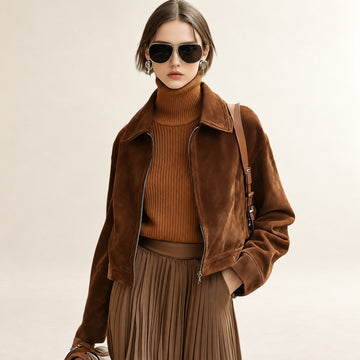Jacket for Women Casual Zipper Pocket Short Design Relaxed Fit