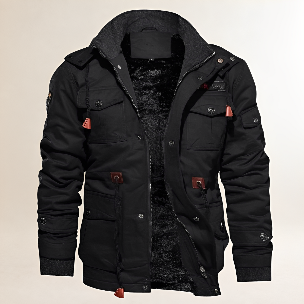 Jacket Men Hooded with Multiple Pockets - Adjustable Fit, Casual Style