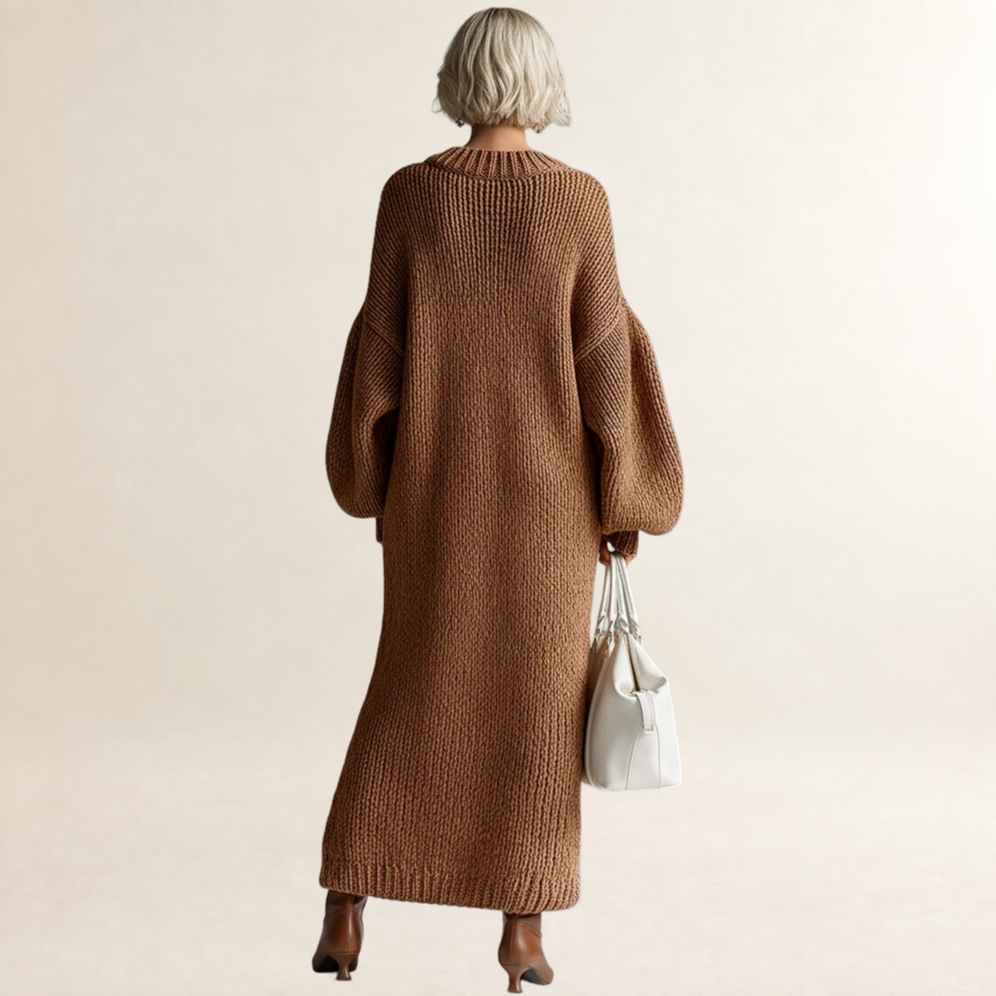 Maxi Dress for Women Oversized Round Neck Long Sleeve Casual Style